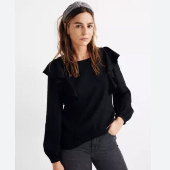 MADEWELL Ruffle-Front Top - XS - Picture 1 of 9